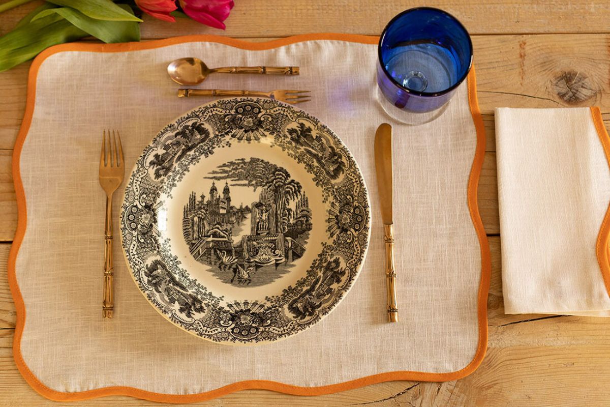 Individual Lino Curvy Naranja