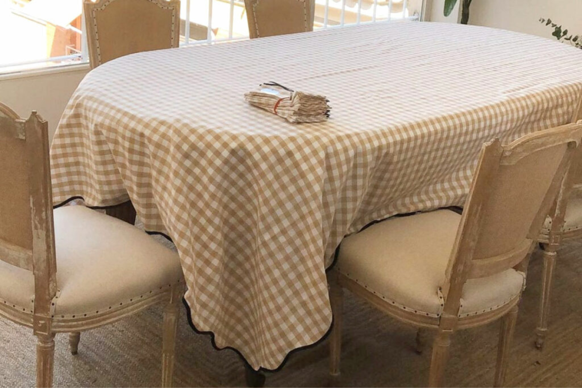 Mantel Vichy Beige - 150x250 cm