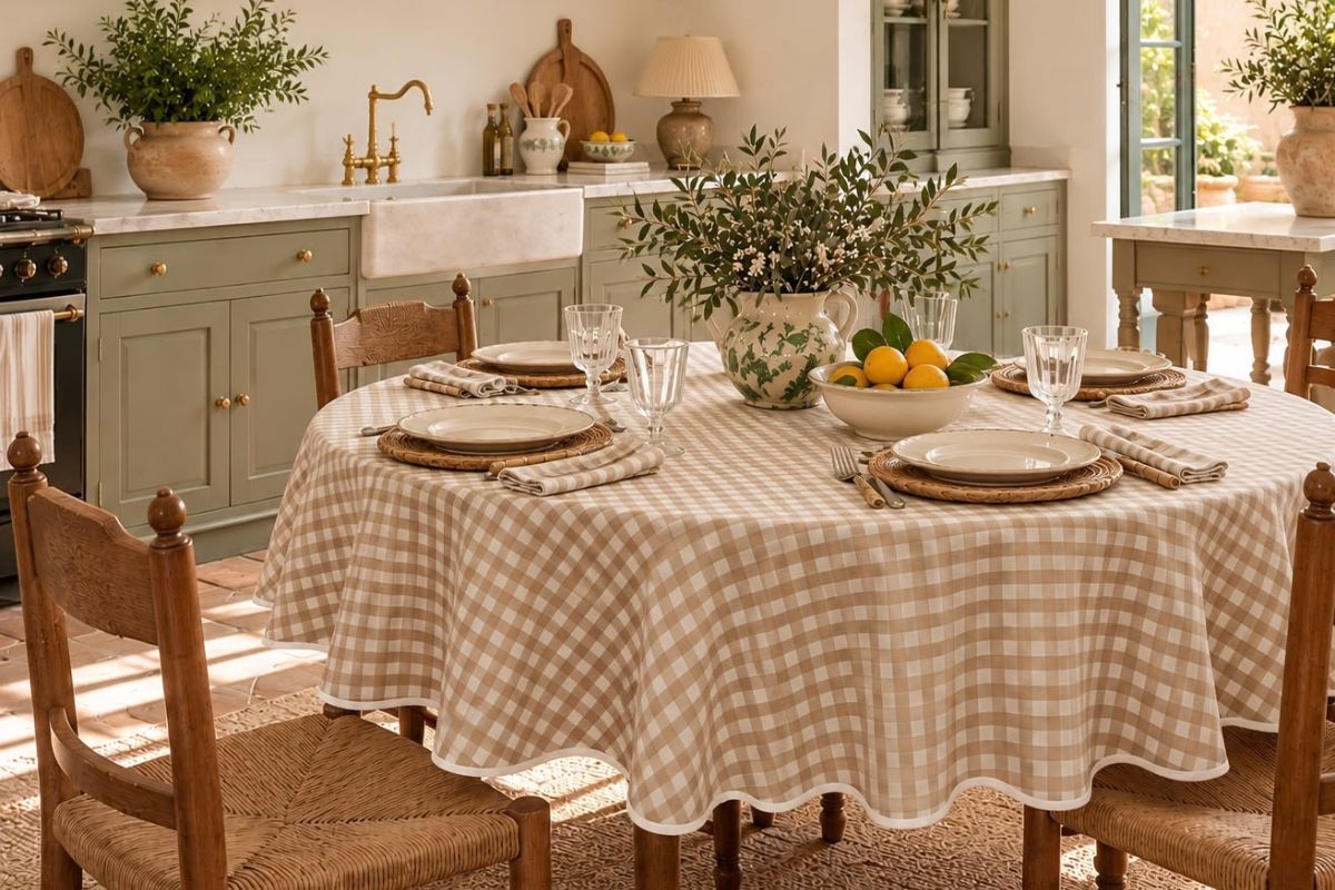 Mantel Vichy Beige