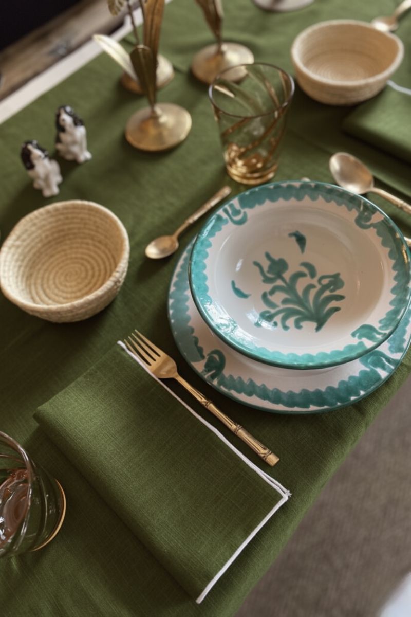 Mantel Lino Verde Aceituna