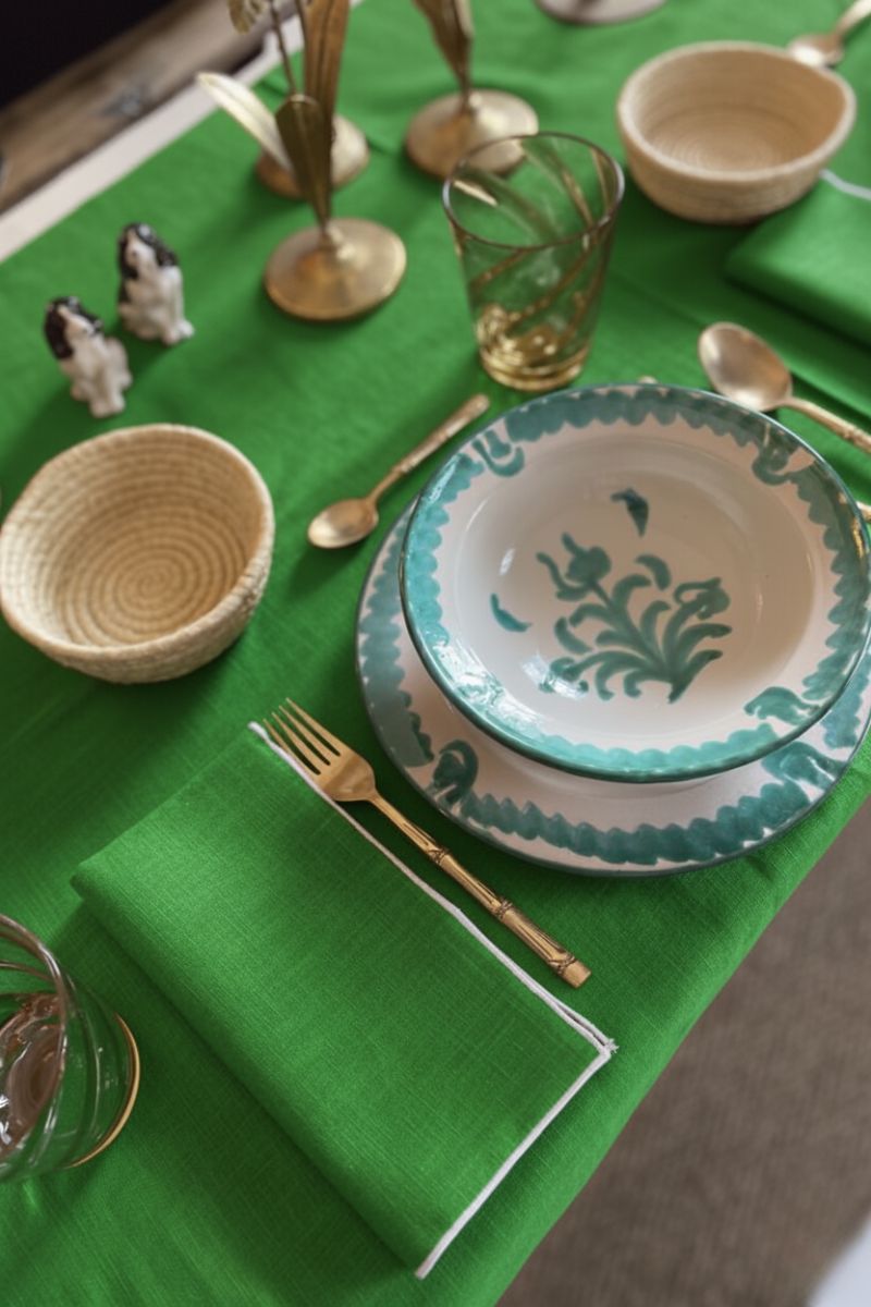 Mantel Lino Verde Esmeralda