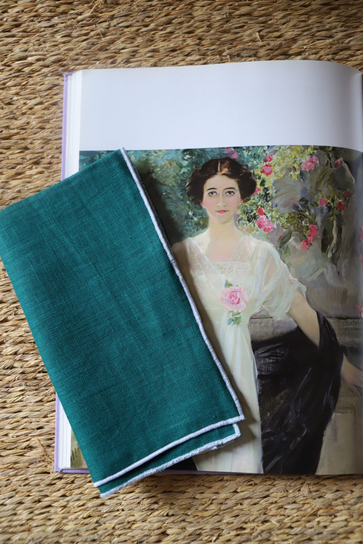 Servilleta grande lino verde petróleo