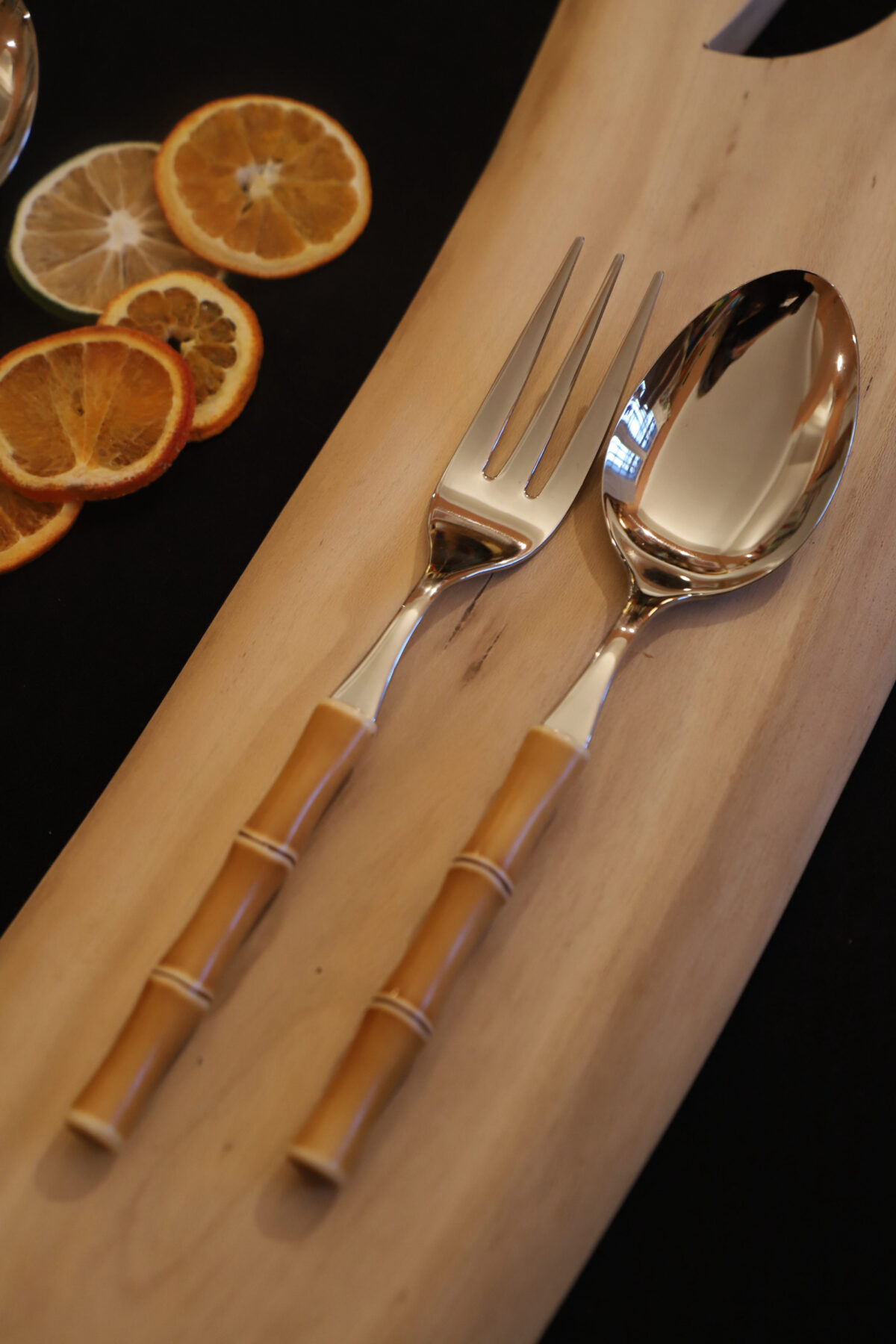 Tenedor y Cuchara de servir Bambú