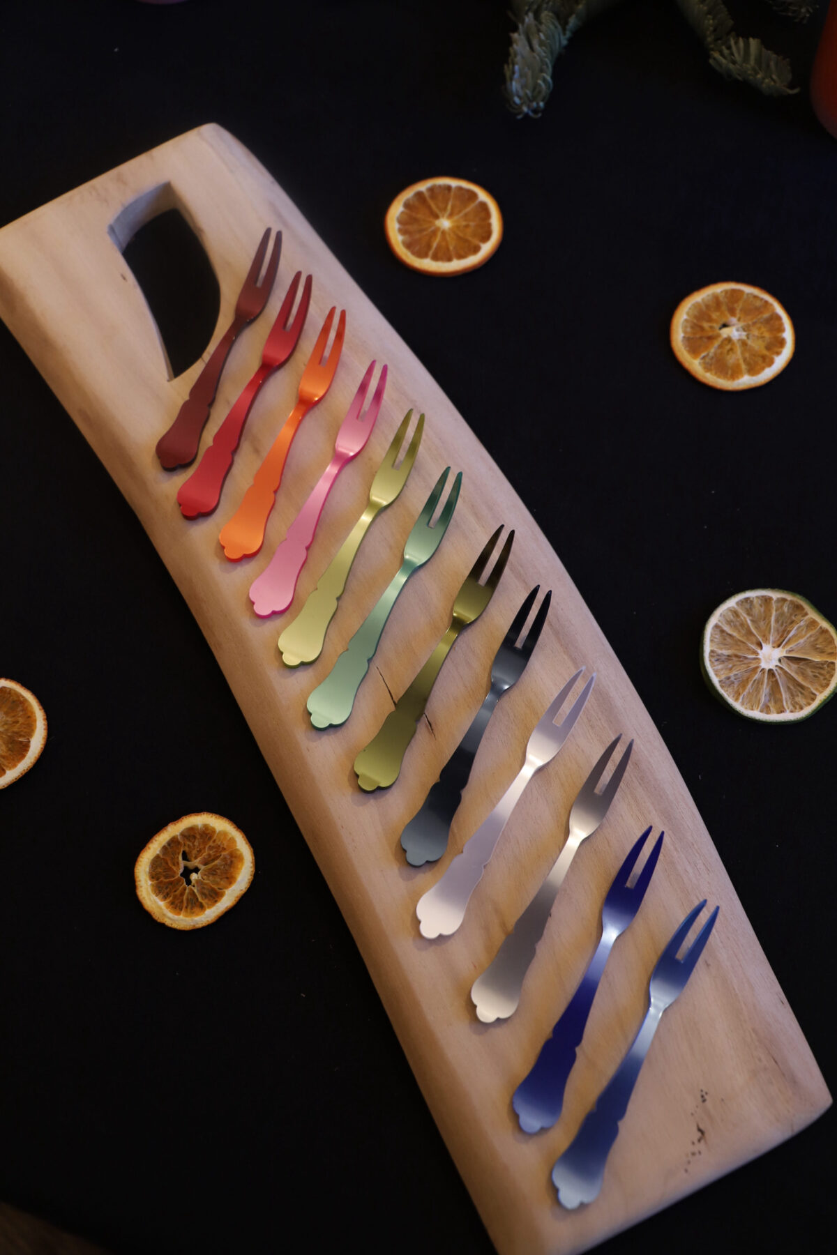 Juego de 12 tenedores de aperitivo multicolor