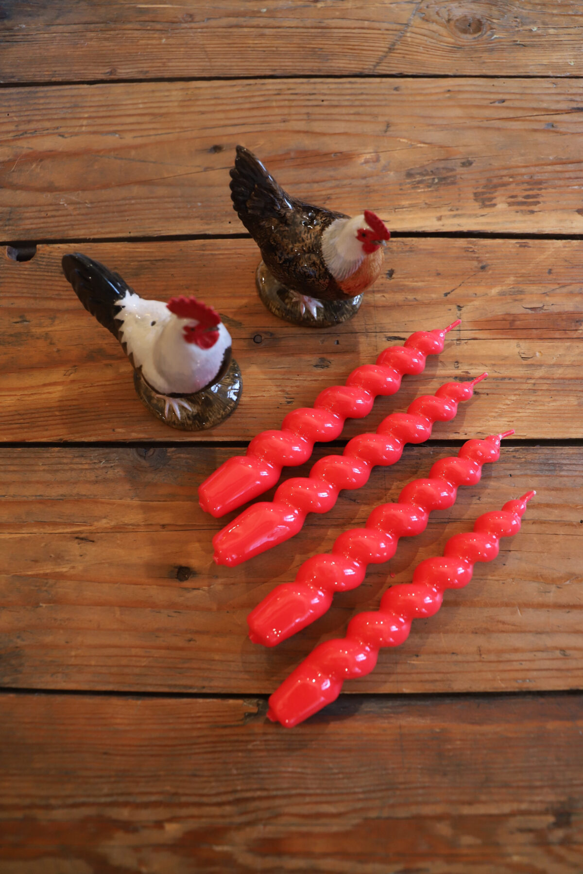 Estuche 4 velas espiral rosa flúor