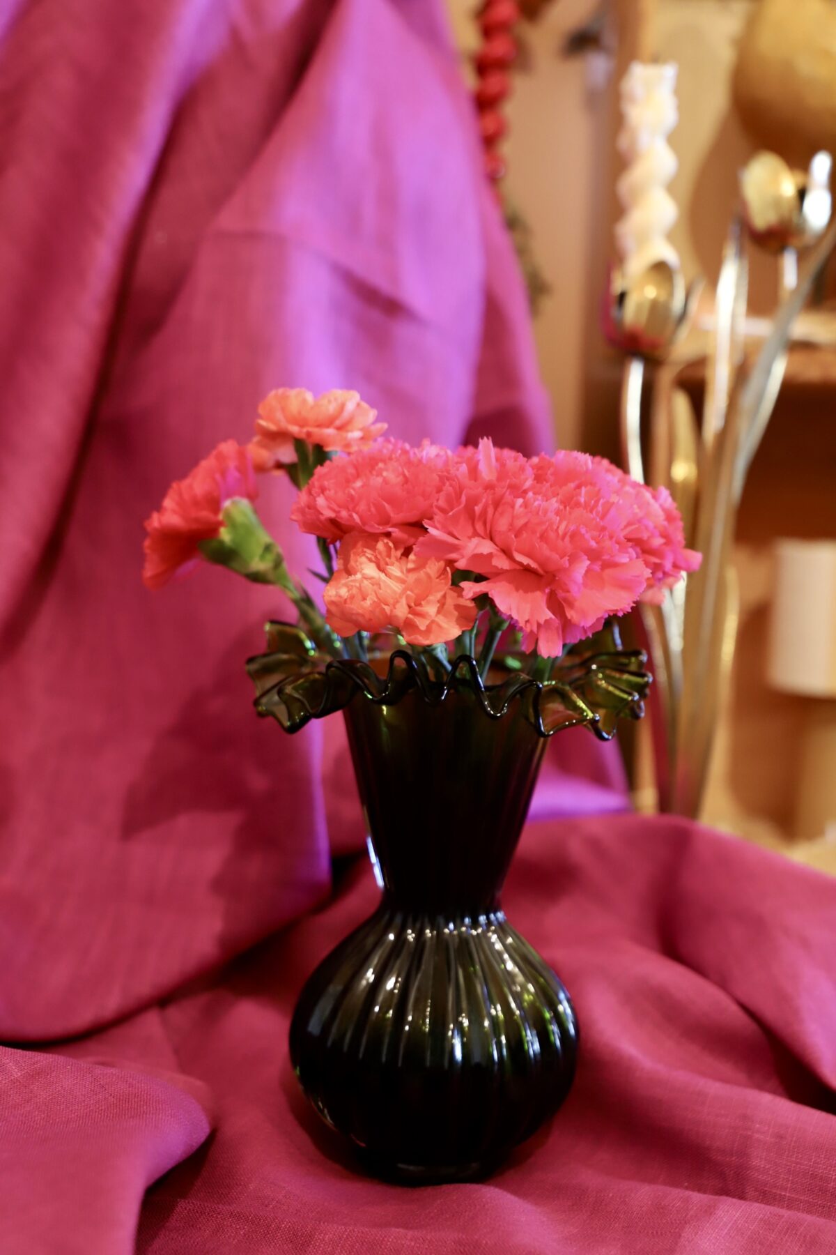 Jarrón verde vidrio