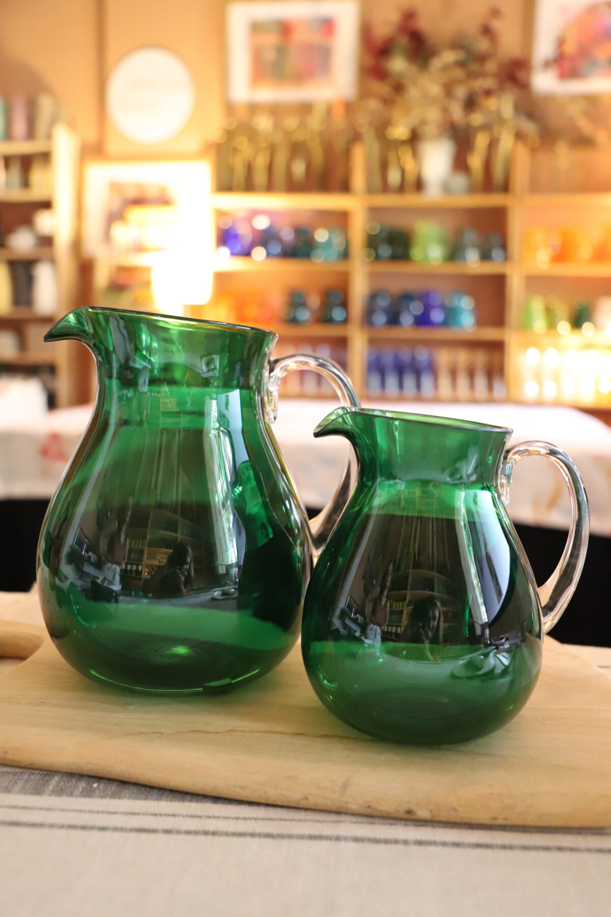 Set jarras verde botella